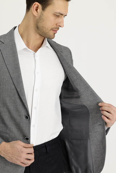 Asker Haki 6 Drop Regular Fit Standart Kesim Klasik Desenli Keten Ceket