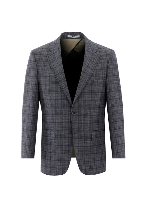 Açık Mavi 4 Drop Relaxed Fit Rahat Kesim Ekose Ceket
