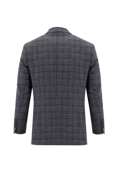 Açık Mavi 4 Drop Relaxed Fit Rahat Kesim Ekose Ceket