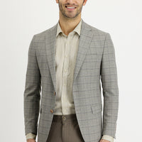 Medium Beige 6 Drop Regular Fit Plaid Jacket