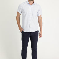 Koyu Lacivert Regular Fit Standart Kesim Desenli Likralı Kanvas / Chino Pantolon