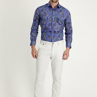 Ekru Regular Fit Standart Kesim Desenli Likralı Kanvas / Chino Pantolon