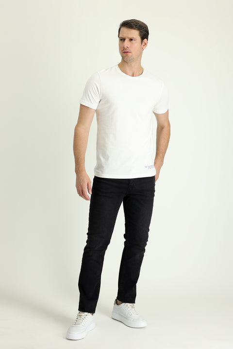 Siyah Slim Fit Dar Kesim Likralı Denim Pantolon