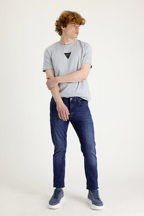 Koyu Mavi Slim Fit Dar Kesim Likralı Denim Pantolon