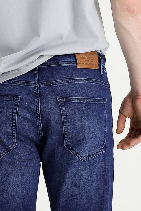 Koyu Mavi Slim Fit Dar Kesim Likralı Denim Pantolon