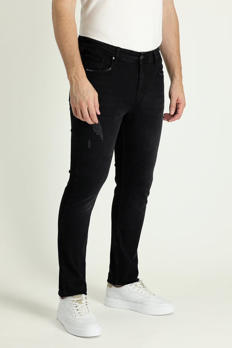 Siyah Slim Fit Dar Kesim Likralı Denim Pantolon