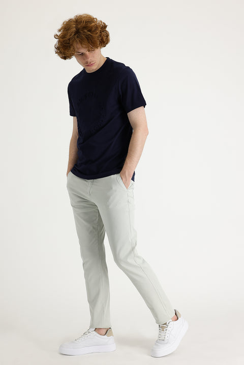 Ecru Slim Fit Stretch Canvas / Chino Trousers