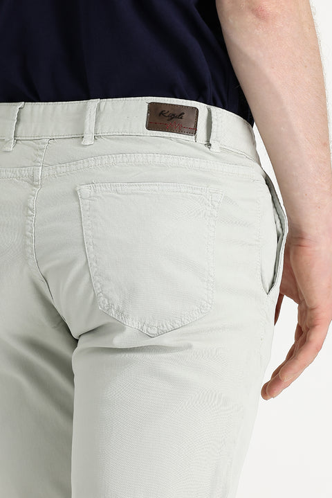 Ecru Slim Fit Stretch Canvas / Chino Trousers