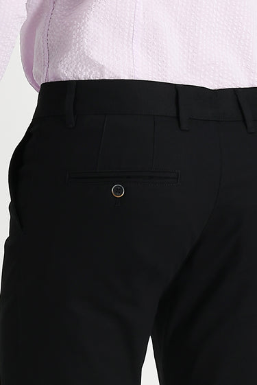 Siyah Regular Fit Likralı Kanvas / Chino Pantolon