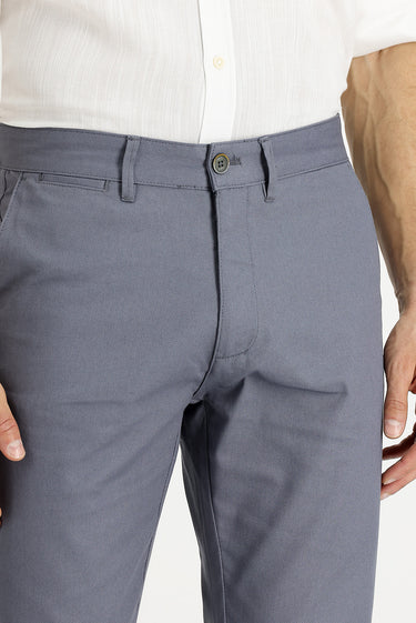Orta Gri Relaxed Fit Rahat Kesim Likralı Kanvas / Chino Pantolon