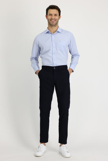Koyu Lacivert Slim Fit Dar Kesim Likralı Kanvas / Chino Pantolon