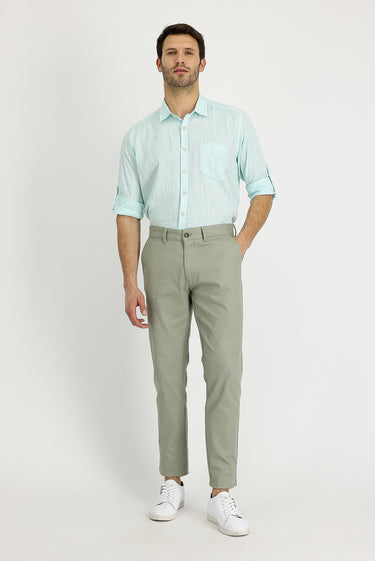 Çağla Yeşili Regular Fit Likralı Kanvas / Chino Pantolon