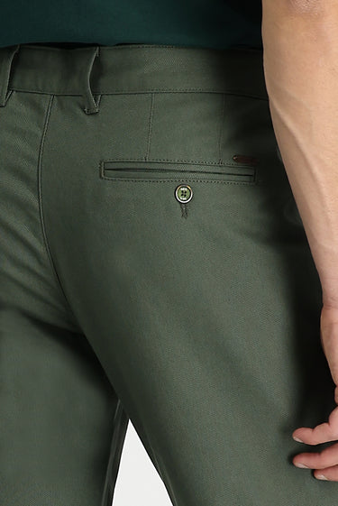 Yağ Yeşili-Olive Regular Fit Likralı Kanvas / Chino Pantolon