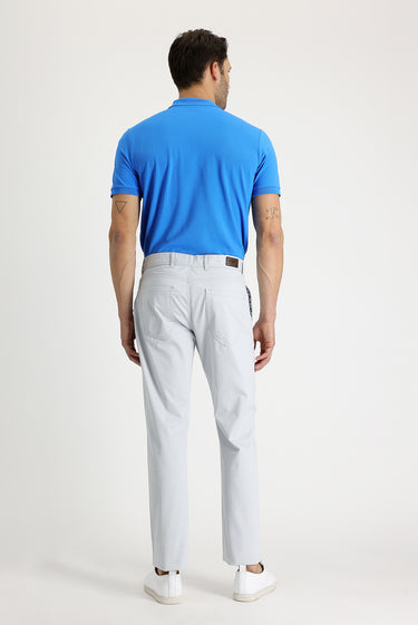 Gümüş Regular Fit Desenli Likralı Kanvas / Chino Pantolon