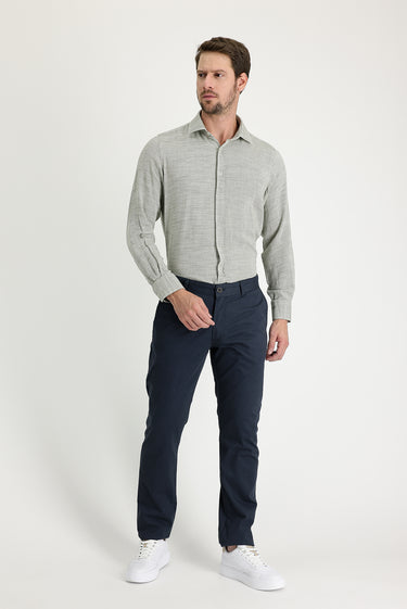 Orta Antrasit Relaxed Fit Rahat Kesim Desenli Likralı Kanvas / Chino Pantolon