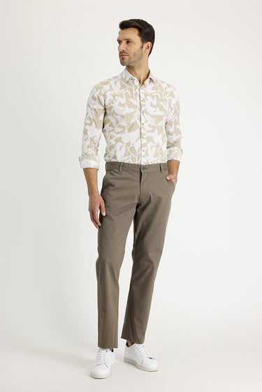 Orta Vizon Relaxed Fit Rahat Kesim Desenli Likralı Kanvas / Chino Pantolon