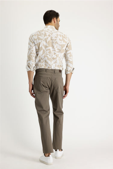 Orta Vizon Relaxed Fit Rahat Kesim Desenli Likralı Kanvas / Chino Pantolon