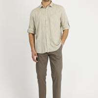 Orta Vizon Regular Fit Desenli Likralı Kanvas / Chino Pantolon