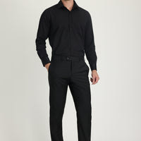 Siyah Regular Fit Yünlü Klasik Kumaş Pantolon