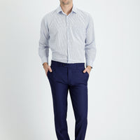 Orta Lacivert Slim Fit Dar Kesim Yünlü Klasik Kumaş Pantolon