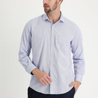 Koyu Mavi Uzun Kol Relaxed Fit Rahat Kesim Desenli Gömlek