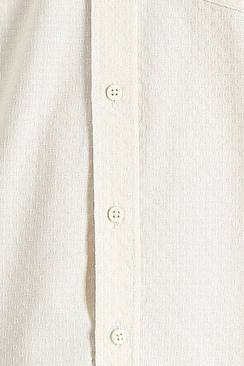 Open Beige Long Sleeve Relaxed Fit Patterned Cotton Shirt