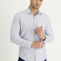 Açık Mavi Uzun Kol Slim Fit Dar Kesim Klasik Desenli Pamuklu Kolay Ütülenebilir Gömlek