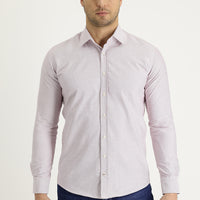 Açık Kırmızı Uzun Kol Slim Fit Dar Kesim Klasik Desenli Pamuklu Kolay Ütülenebilir Gömlek