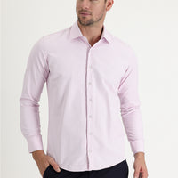 Toz Pembe Uzun Kol Slim Fit Dar Kesim Klasik Desenli Pamuklu Kolay Ütülenebilir Gömlek