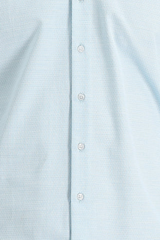 Aqua Mavisi Uzun Kol Slim Fit Dar Kesim Klasik Desenli Pamuklu Kolay Ütülenebilir Gömlek