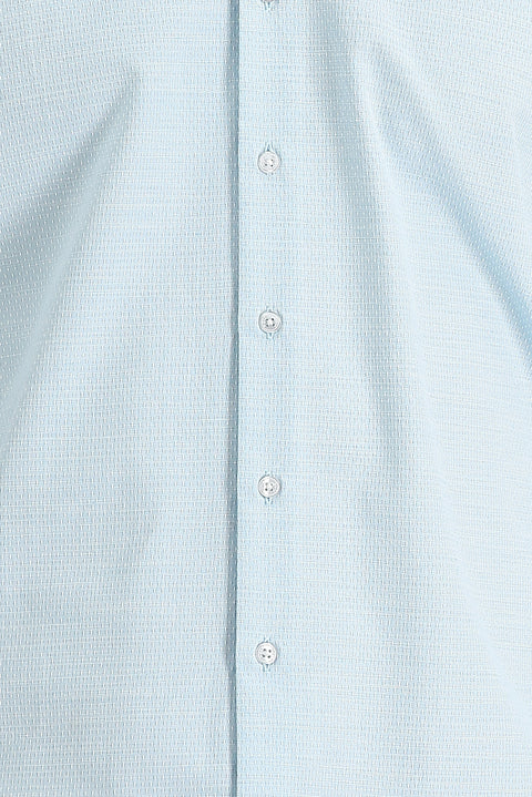 Aqua Mavisi Uzun Kol Slim Fit Dar Kesim Klasik Desenli Pamuklu Kolay Ütülenebilir Gömlek