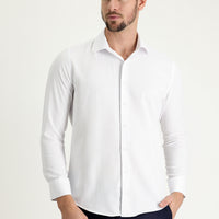 Beyaz Uzun Kol Slim Fit Dar Kesim Pamuklu Kolay Ütülenebilir Gömlek