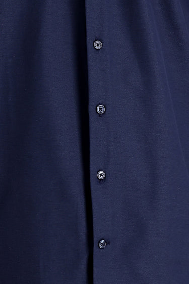 Koyu Lacivert Uzun Kol Slim Fit Dar Kesim Klasik Desenli Pamuklu Kolay Ütülenebilir Gömlek