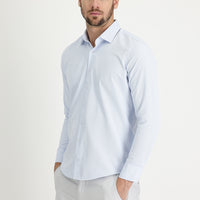 Uçuk Mavi Uzun Kol Slim Fit Dar Kesim Klasik Desenli Pamuklu Kolay Ütülenebilir Gömlek