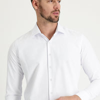 Beyaz Uzun Kol Slim Fit Dar Kesim Klasik Desenli Pamuklu Kolay Ütülenebilir Gömlek