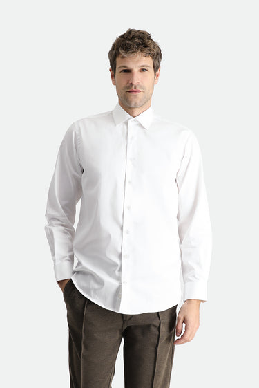 Beyaz Uzun Kol Klasik Pamuk Gömlek