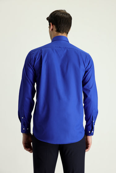 Saks Mavi Uzun Kol Non Iron Pamuklu Gömlek