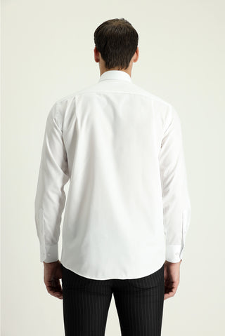 Beyaz Uzun Kol Non Iron Pamuklu Gömlek