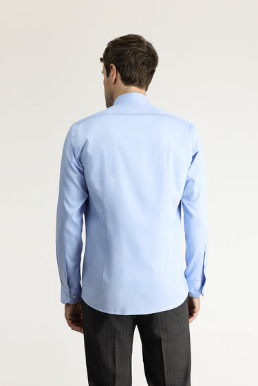 Açık Mavi Uzun Kol Slim Fit Dar Kesim Klasik Pamuk Gömlek