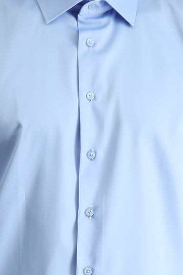 Açık Mavi Uzun Kol Slim Fit Dar Kesim Klasik Pamuk Gömlek