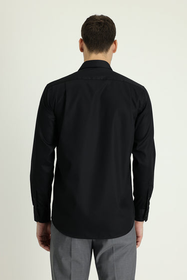 Siyah Uzun Kol Non Iron Klasik Pamuklu Gömlek