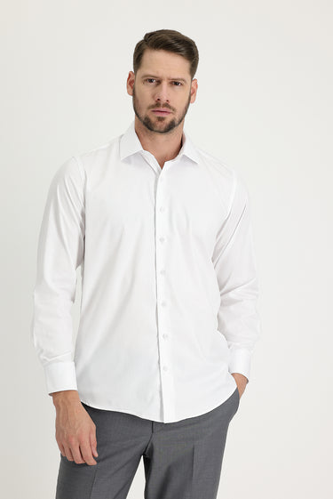 Beyaz Uzun Kol Non Iron Klasik Pamuklu Gömlek