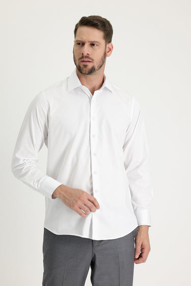 Beyaz Uzun Kol Non Iron Klasik Pamuklu Gömlek