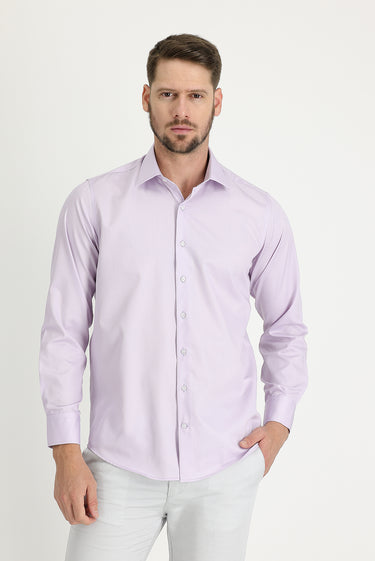Lila Uzun Kol Non Iron Klasik Pamuklu Gömlek