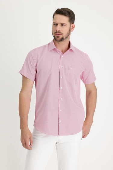 Şeker Pembe Kısa Kol Regular Fit Ekose Gömlek