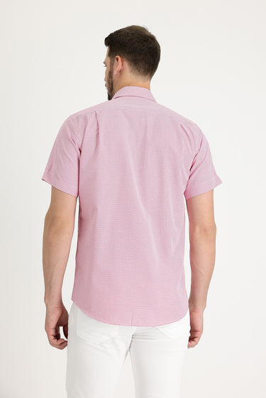 Şeker Pembe Kısa Kol Regular Fit Ekose Gömlek