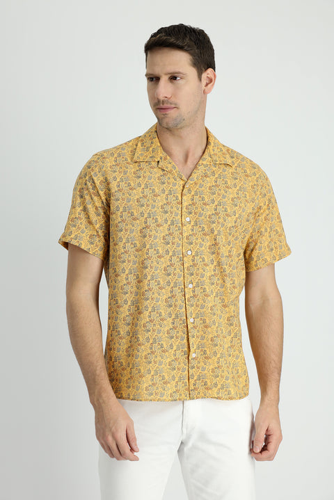 Saffron Short Sleeve Relaxed Fit Printed Sport Shirt