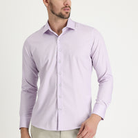 Lila Uzun Kol Slim Fit Dar Kesim Non Iron Pamuklu Gömlek