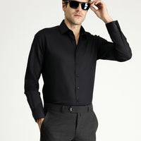 Siyah Uzun Kol Slim Fit Dar Kesim Non Iron Klasik Pamuklu Gömlek