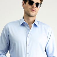 Light Blue Long Sleeve Slim Fit Narrow Cut Non-Iron Classic Cotton Shirt